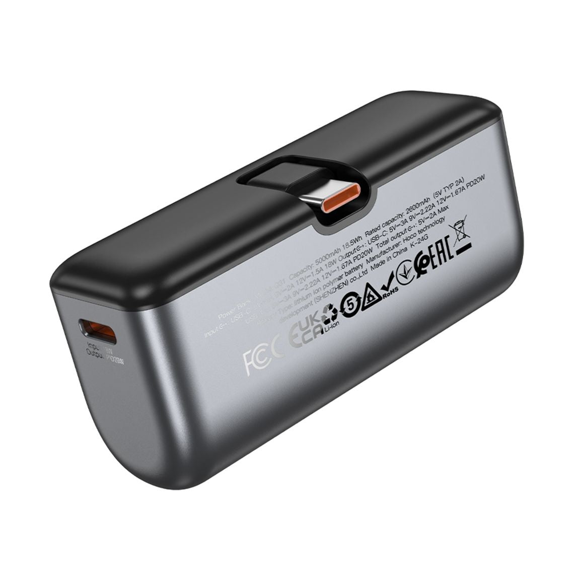 Bateria Portatil Powerbank Hoco Q31 Mini Tipo C 5000 Mah Negro – imagen 3