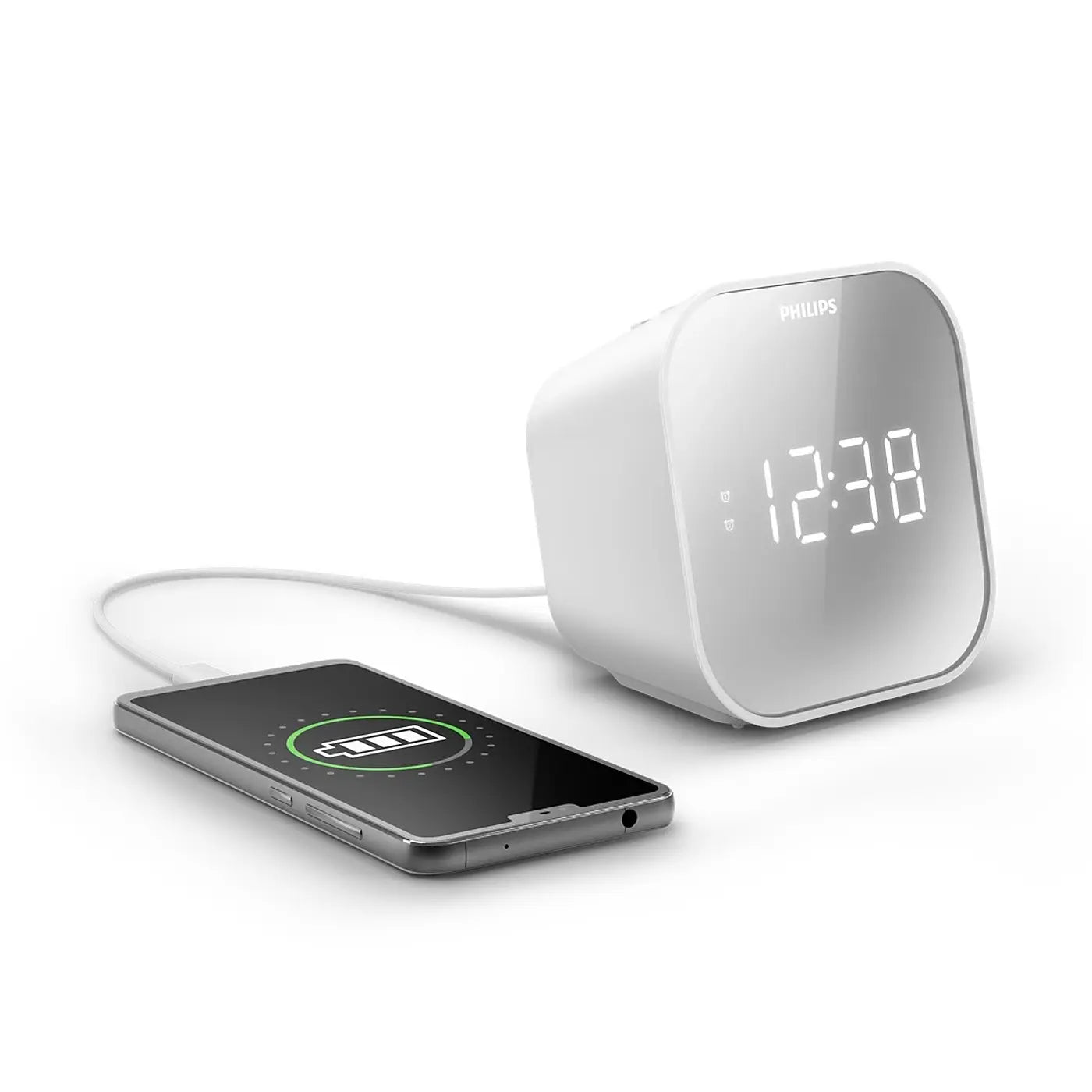 Radio Reloj Despertador Philips Fm TAR4406 Espejo Blanco – imagen 3