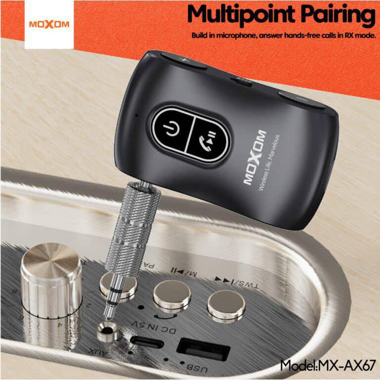 Transmisor Receptor Inalambrico Bluetooth Auto Moxom Ax66 Gris – imagen 2