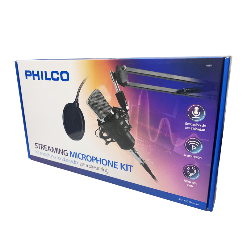 Kit Micrófono Studio Streaming + Antipop + Soporte + Stand Philco Negro – imagen 5