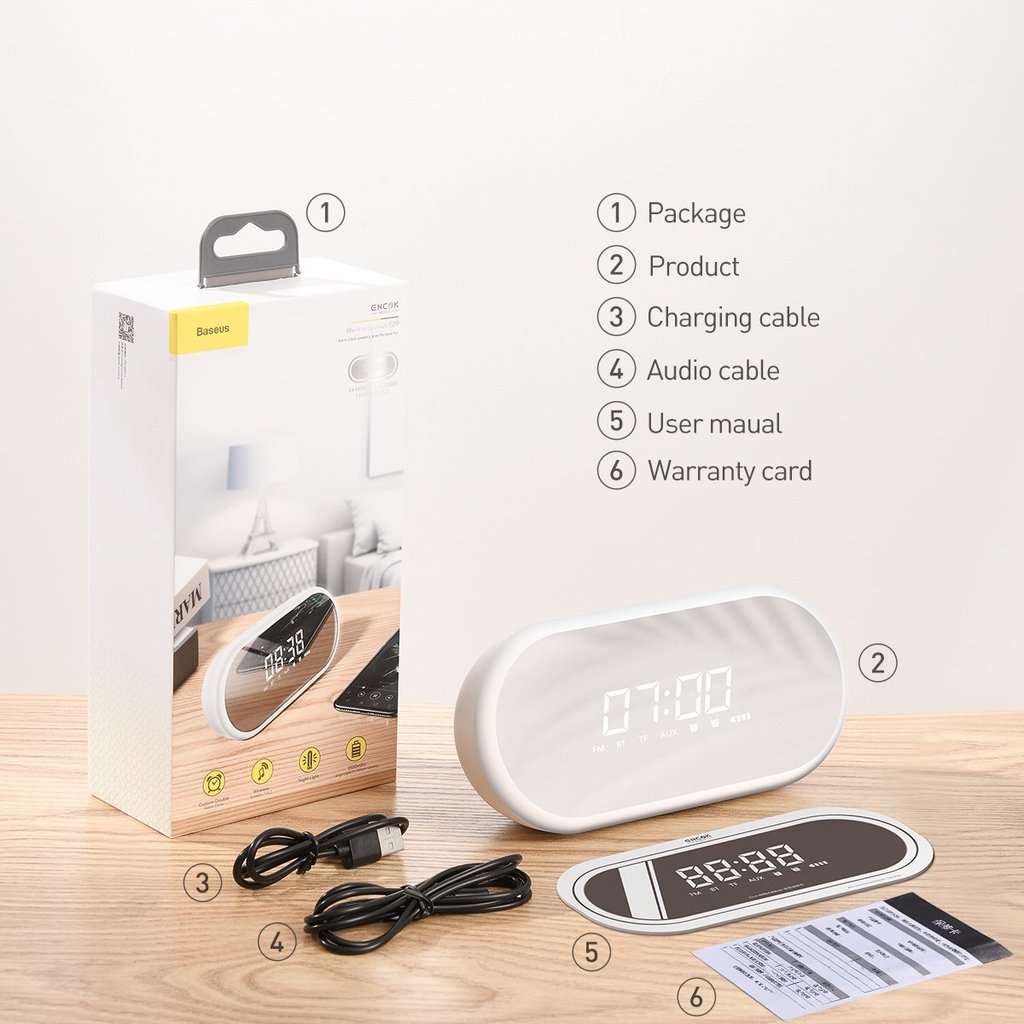 Radio Reloj Bluetooth Fm Encok E09 Baseus Negro – imagen 6