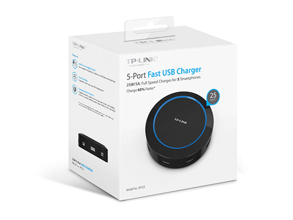 Cargador USB de 25 W con 5 Puertos Tp-link Negro – imagen 2