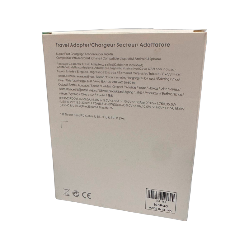 Cargador Carga Rapida Solma 120w Dual Usb + Cable Tipo C Blanco – imagen 4