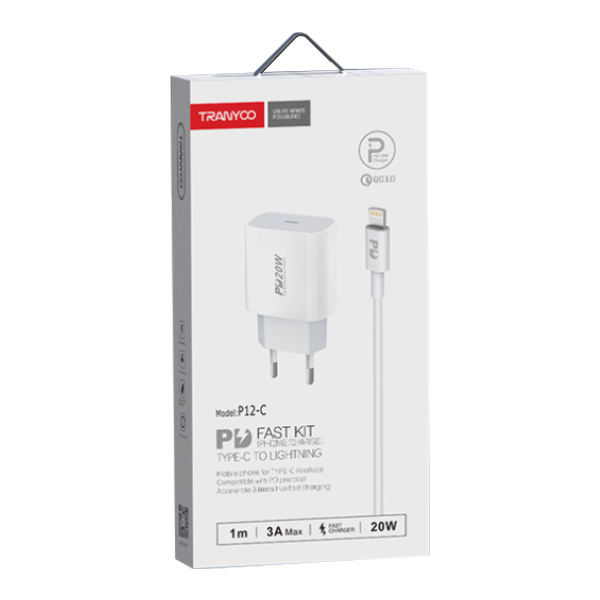 Cargador + Cable Iphone Ipad Tipo C Tranyoo Qc 3.0 20w Blanco – imagen 3
