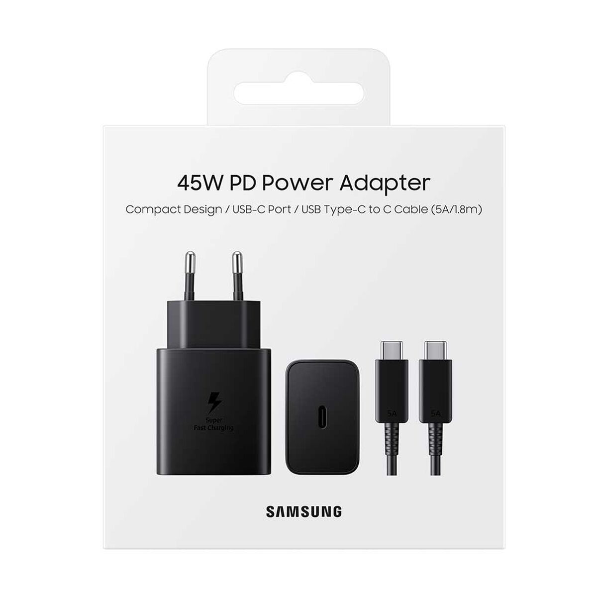 Cargador Super Carga Rapida + Cable Tipo C 45w Samsung Original Negro – imagen 2