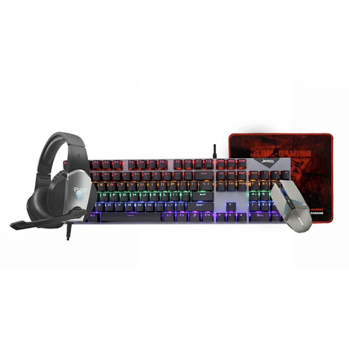 Kit Gamer Jedel 4 En 1 Cp-05 Teclado Mecanico Mouse Audífono Pad