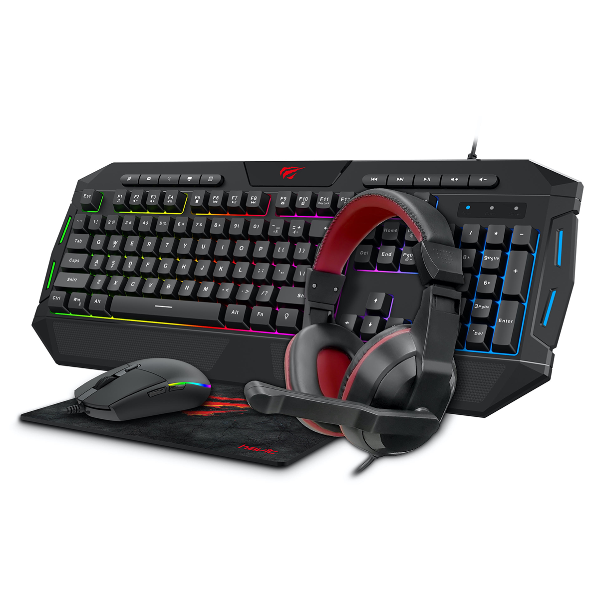 Kit Gamer 4 en 1 Gamenote Kb501cm Teclado + Mouse + Audífonos + Mousepad
