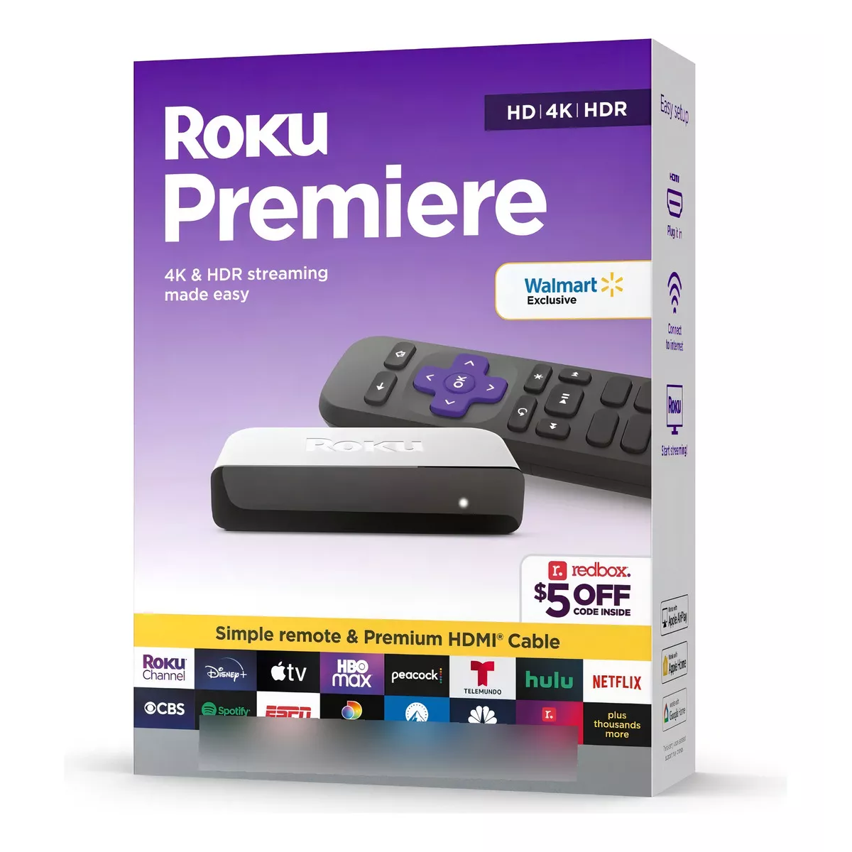 Roku Premier 4k / hdr Reproductor + Cable Hdmi Negro