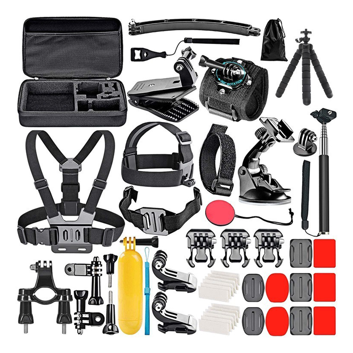 Kit Maleta Gopro + 50 Accesorios Cámara Deportivas Negro