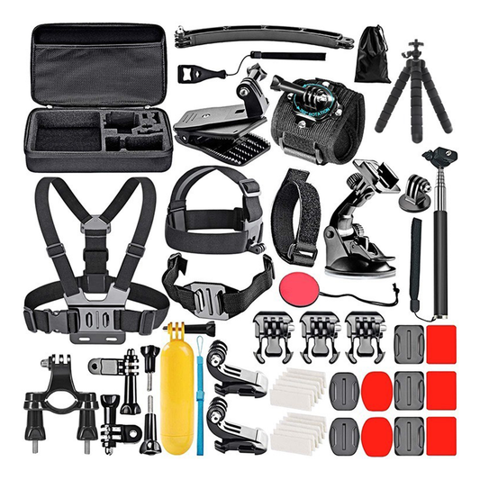 Kit Maleta Gopro + 50 Accesorios Cámara Deportivas Negro