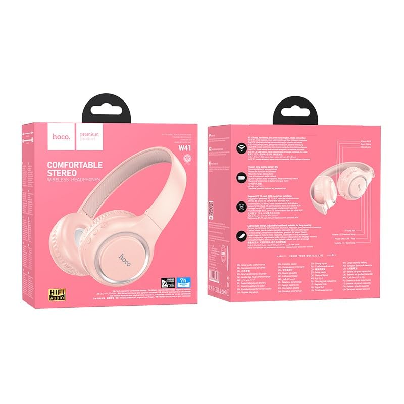 Audífonos Headset Bluetooth Hoco W41 Rosada – imagen 2