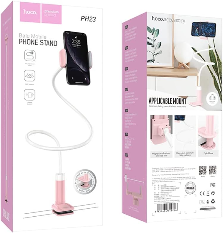 Soporte Escritorio Flexible Plegable Hoco Ph23 Blanco Rosado – imagen 2