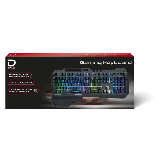 Teclado Gamer Datacom Retroiluminado Apoya Muñecas Negro – imagen 2