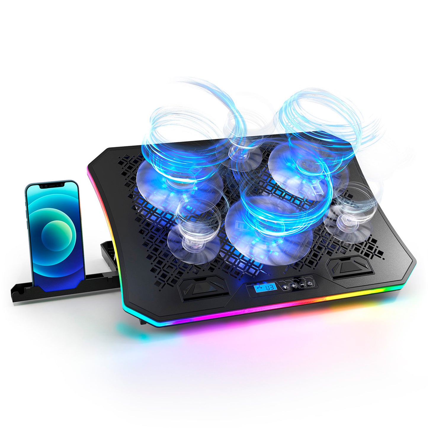 Ventilador Notebook Gamer Datacom Usb 6 Ventiladores Rgb Negro – imagen 3