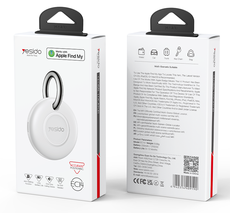 Dispositivo Inteligente Anti Pérdida Yesido Ec14 Tag Mfi Gps Blanco – imagen 3