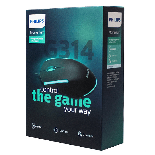 Mouse Gamer Philips G314 Momentum 1200 Dpi Negro – imagen 3