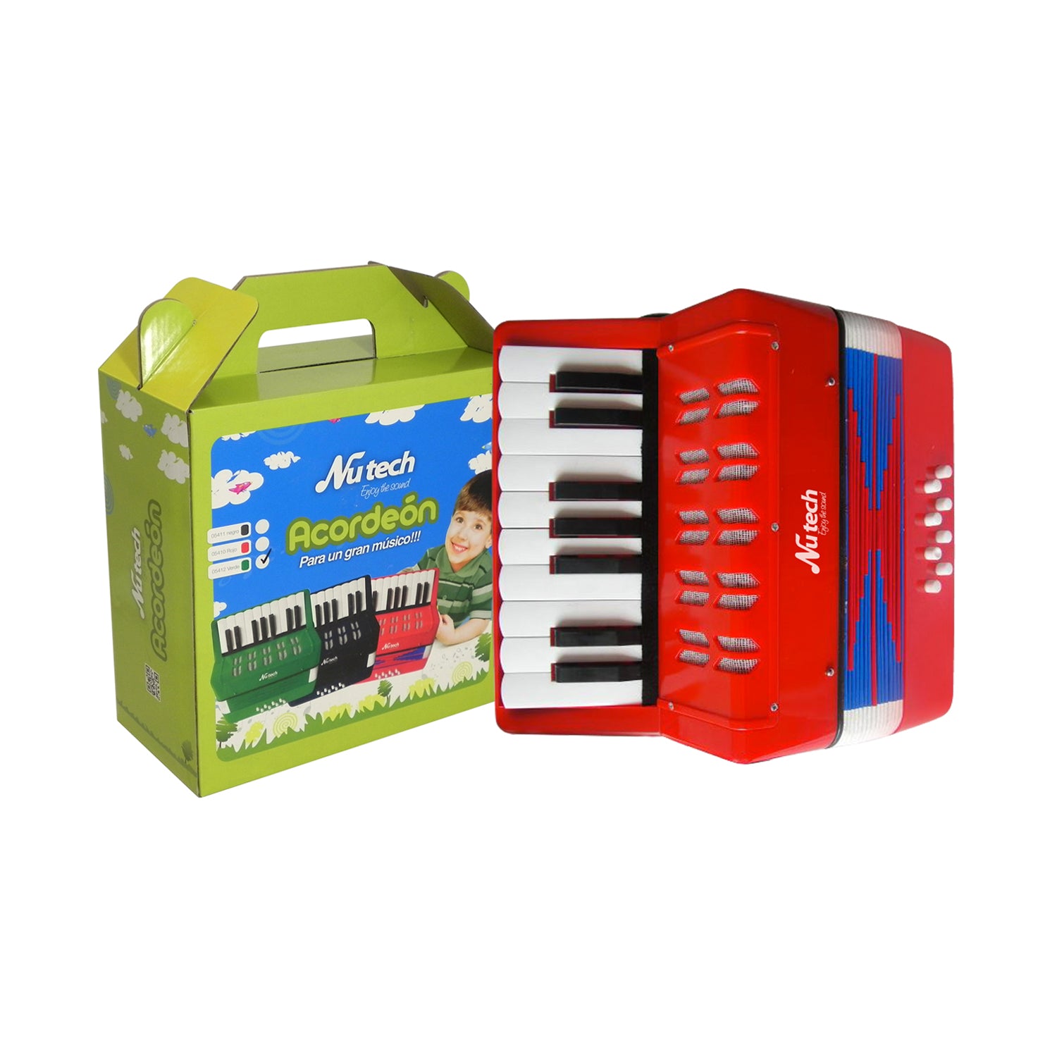 Acordeon 17 Teclas Mediano Nutech Rojo – imagen 2
