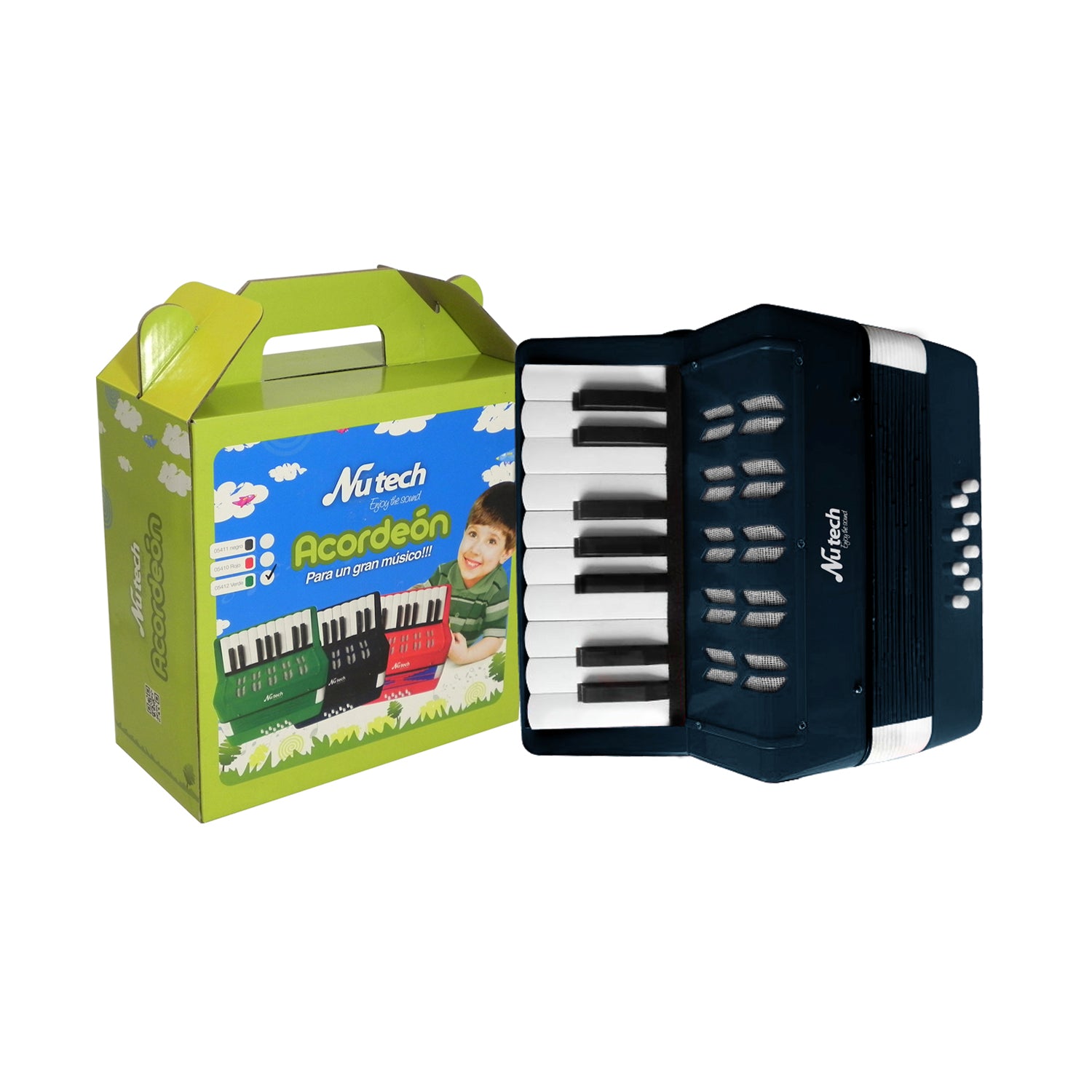 Acordeon 17 Teclas Mediano Nutech Negro – imagen 2