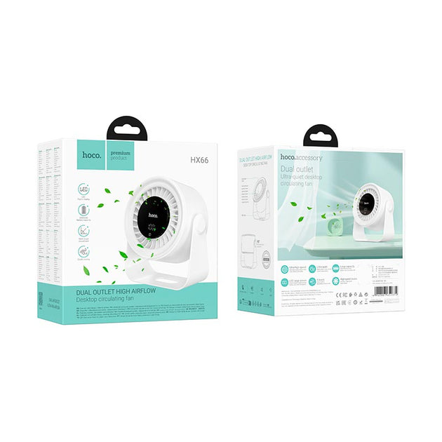 Ventilador Mini Escritorio Recargable Hoco Hx66 Blanco – imagen 2