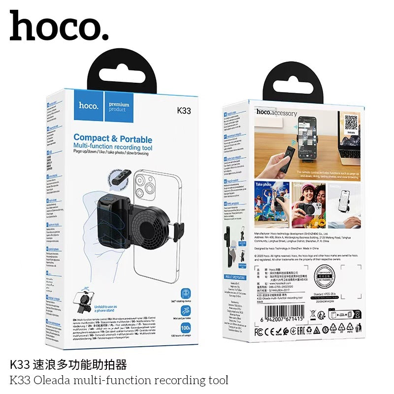 Soporte Ergonomico Grip Handle Bluetooth Universal Hoco K33 Negro – imagen 2