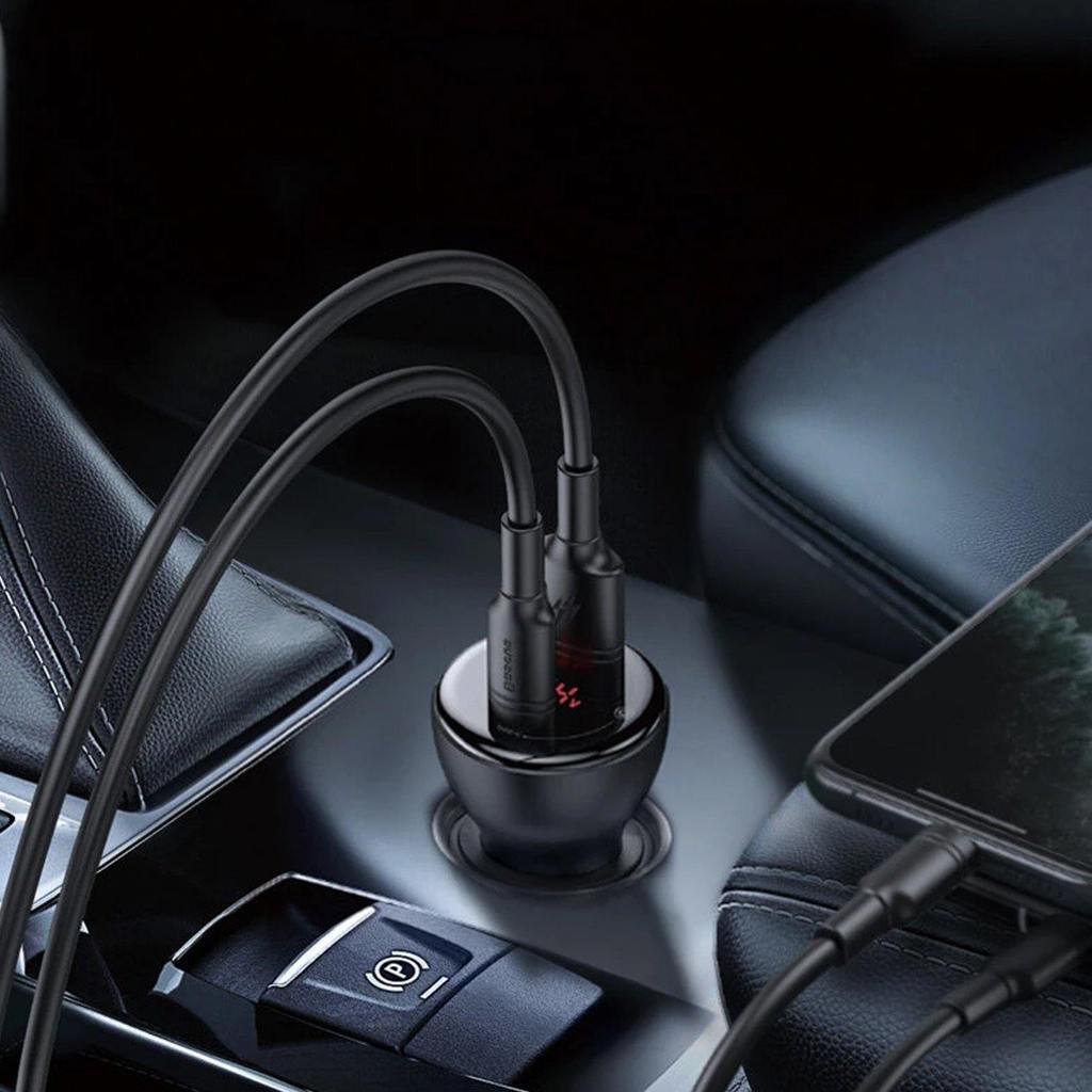 Cargador de Auto Baseus Digital PPS Dual QC 3.0 45 W + Cable USB C 60w – imagen 4