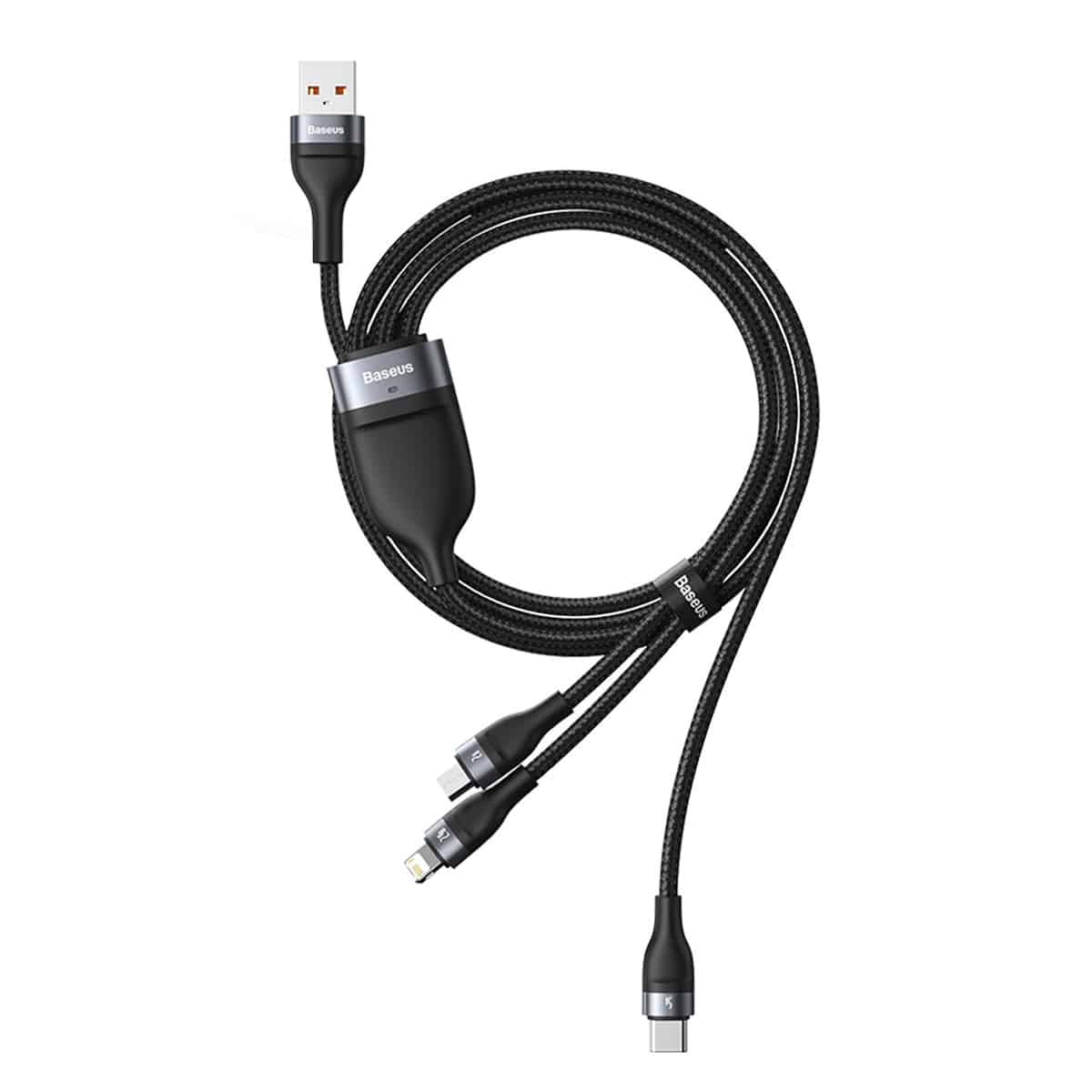 Cable de Carga Micro USB + Lightning + USB C 60W Rapid Series Negro – imagen 2