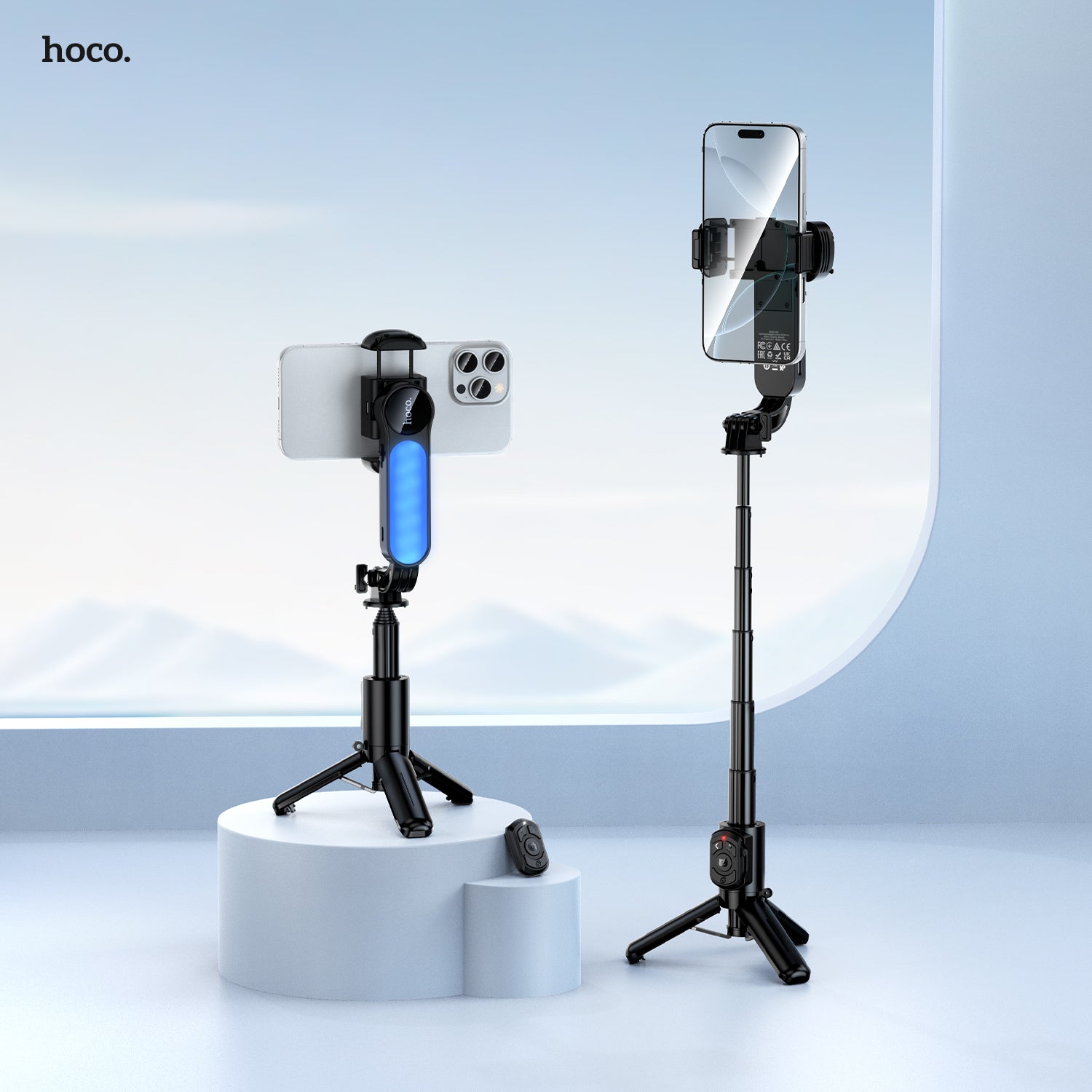 Baston Selfie Tripode Bluetooth Hoco K90 + Control Negro – imagen 2