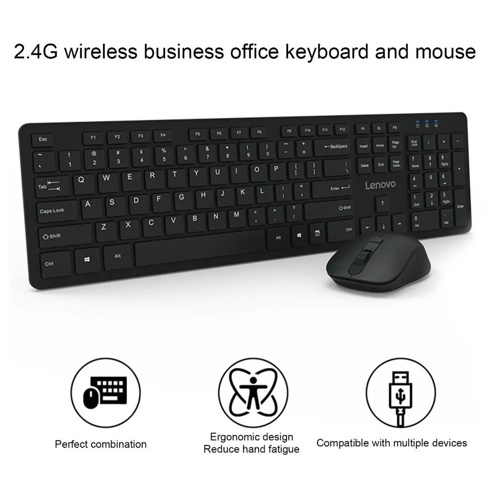 Combo Kit De Teclado Y Mouse Inalámbrico Lenovo Km201 Negro – imagen 2