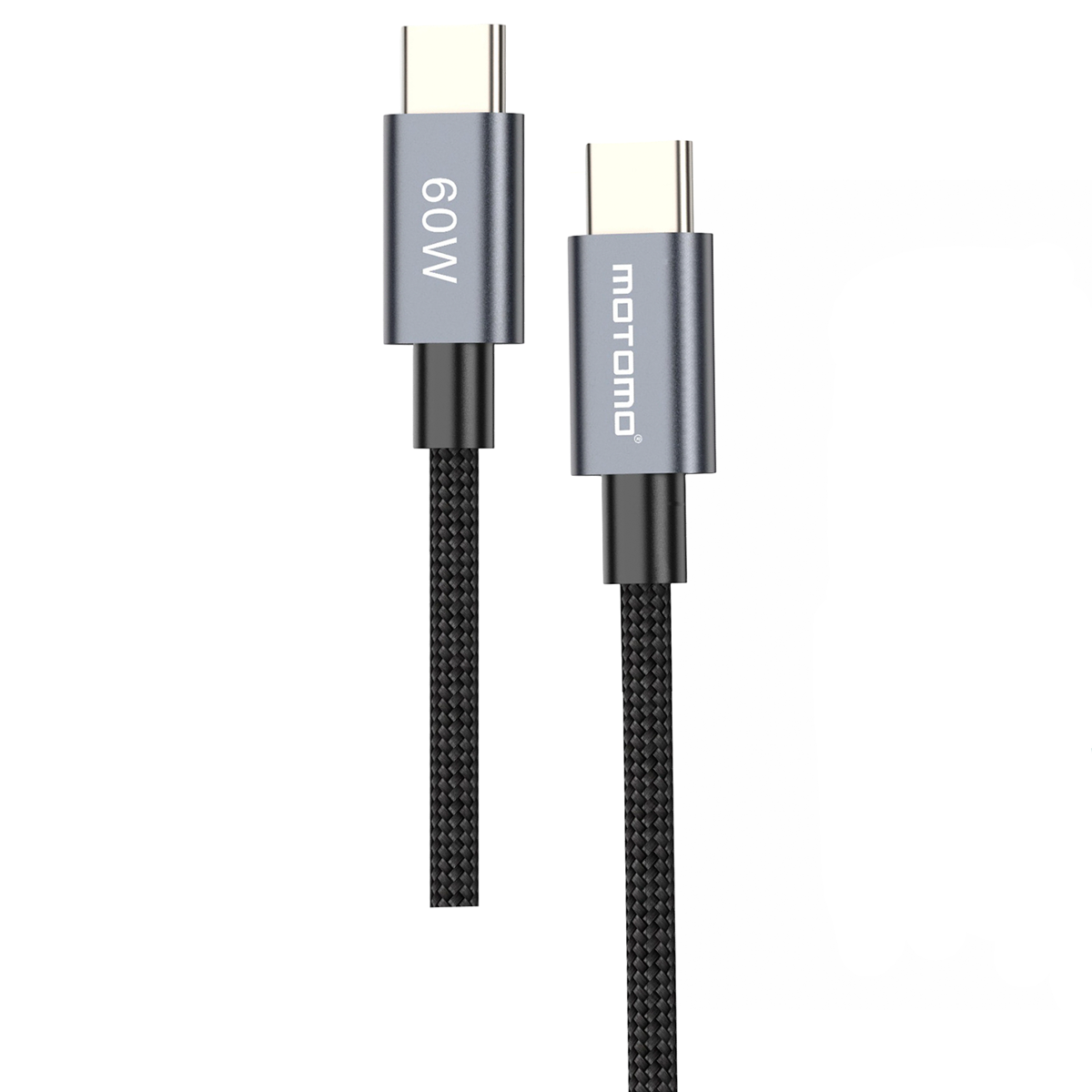 Cable Tipo C a Tipo C 60w Motomo Aluminio Trenzado 1 Metro Gris