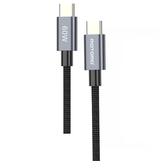 Cable Tipo C a Tipo C 60w Motomo Aluminio Trenzado 1 Metro Gris