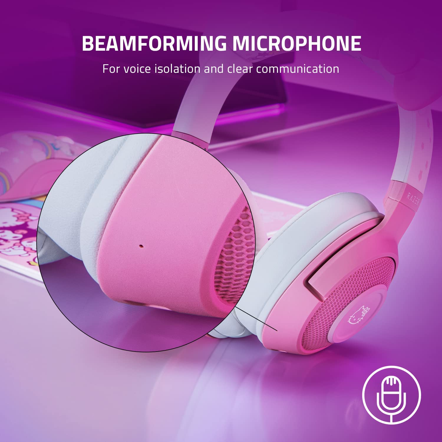 Audifonos Gamer Razer Bluetooth Kraken Hello Kitty & Friends Edition – imagen 3