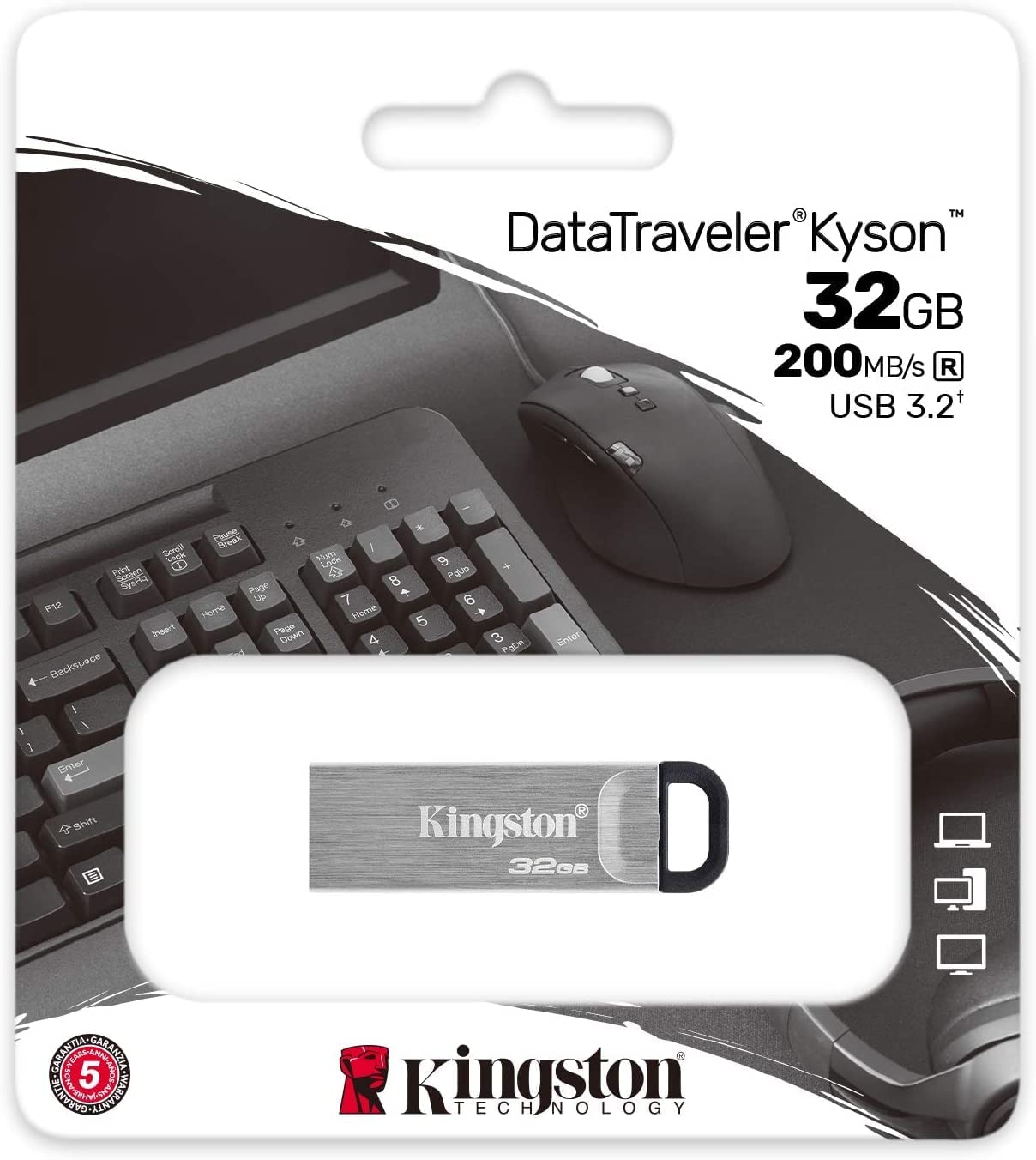 Pendrive Kingston 32 Gb Datatraveler Kyson Gris – imagen 2