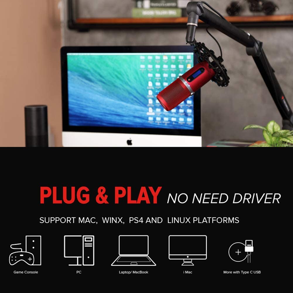 Microfono Condensador Cardioide Profesional Tritton Halo Rojo – imagen 2