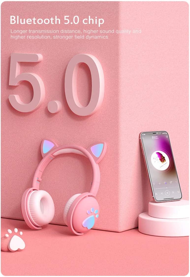 Audifonos Bluetooth Rosado con orejas BK1 – imagen 3