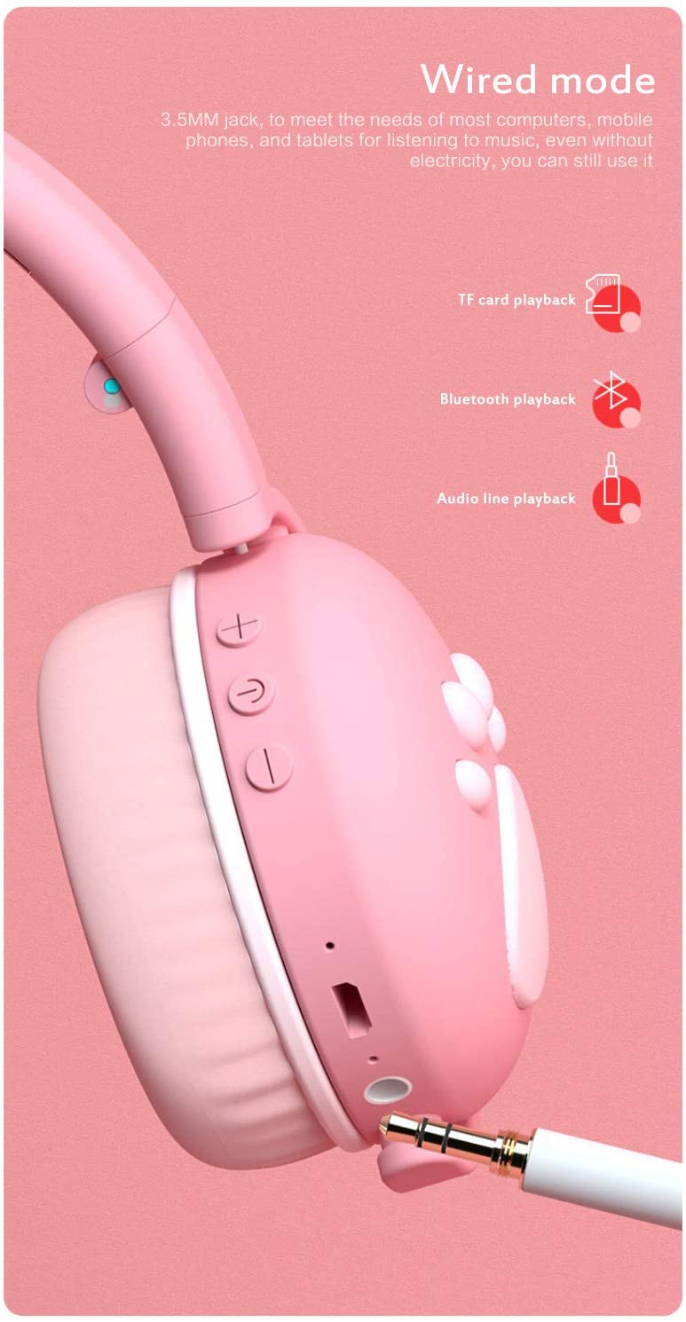Audifonos Bluetooth Rosado con orejas BK1 – imagen 6