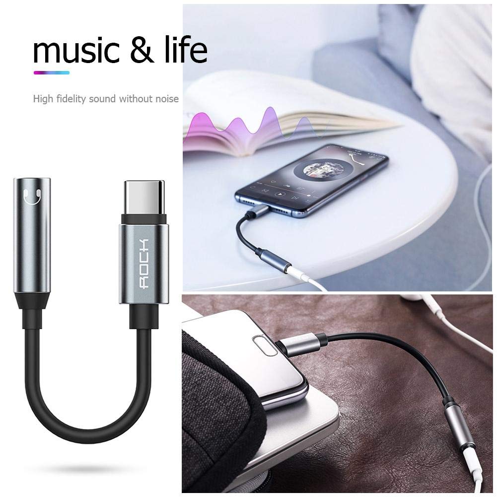 Adaptador Usb C A Hembra Auxiliar 3.5mm Rock Gris – imagen 3
