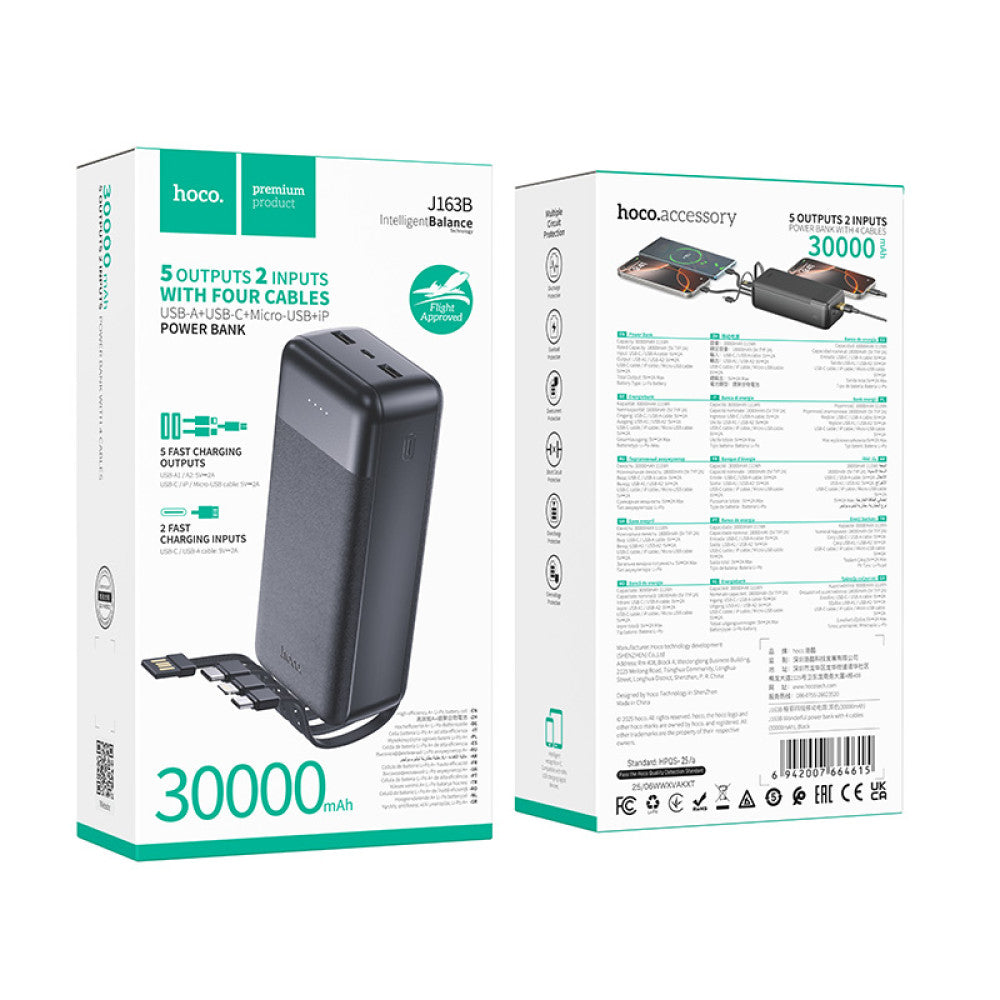 Powerbank Carga Rapida 4 en 1 Hoco J163b 30000 Mah Negro – imagen 2