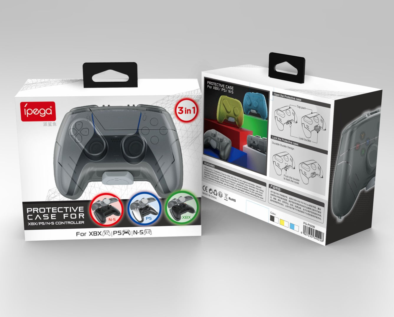 Protector Para Controles Xbox Ps5 Ns Acrilico Ipega PG-P5039 Gris – imagen 2