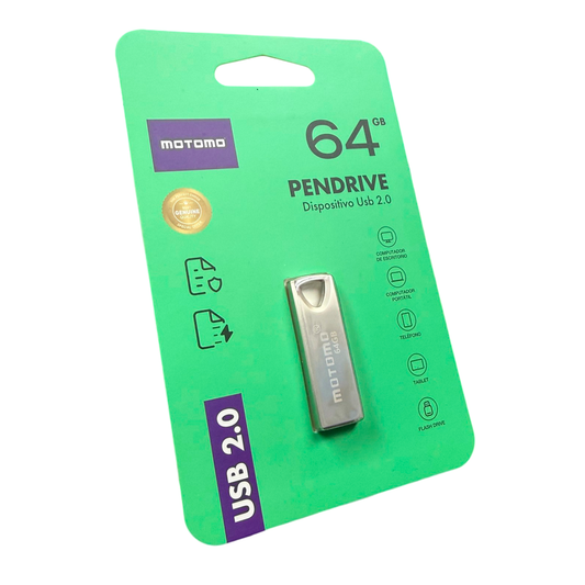 Pendrive Motomo 64 GB USB 2.0 Carcasa Metálica Gris