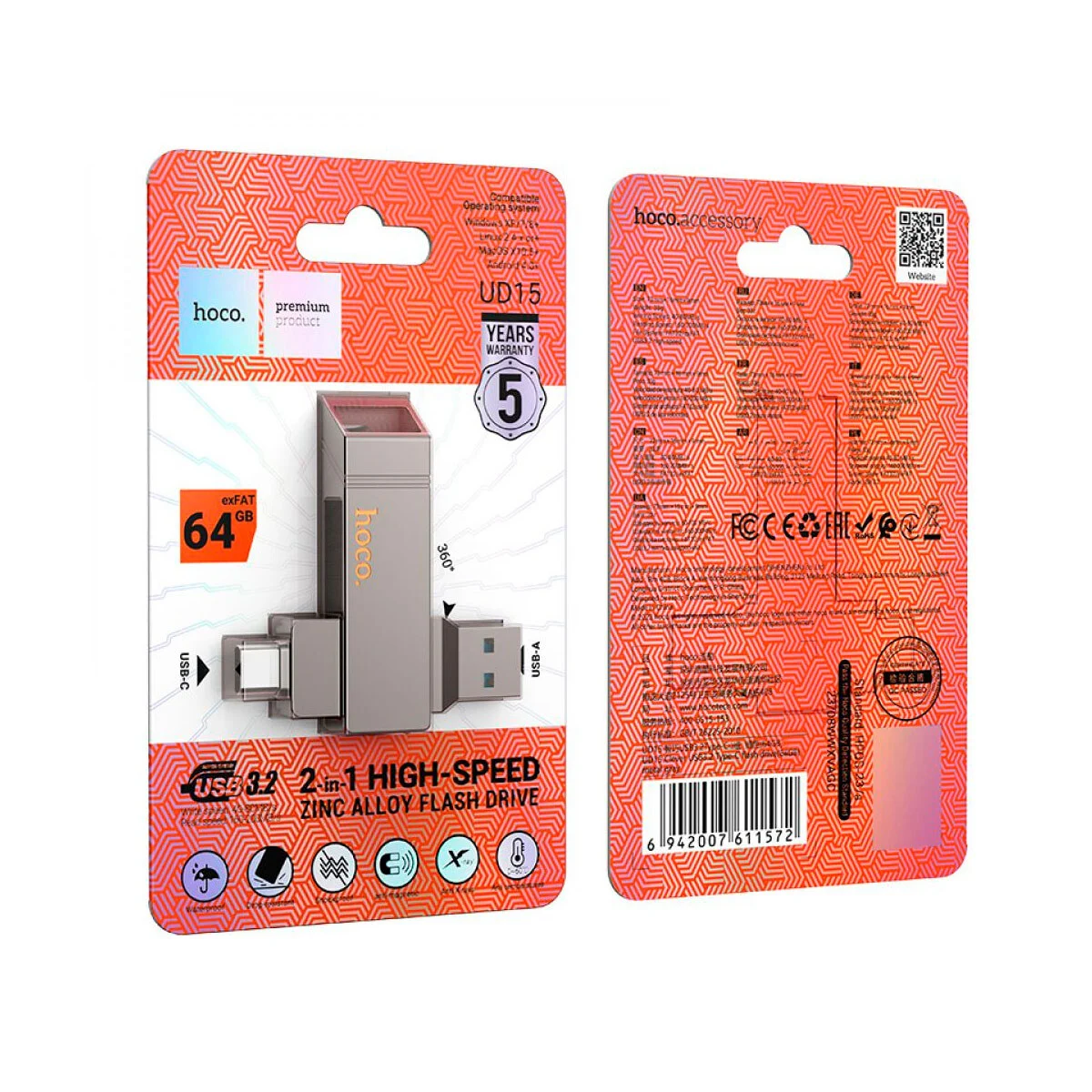 Pendrive Usb 3.0 Hoco Ud11 64 Gb Blanco – imagen 3