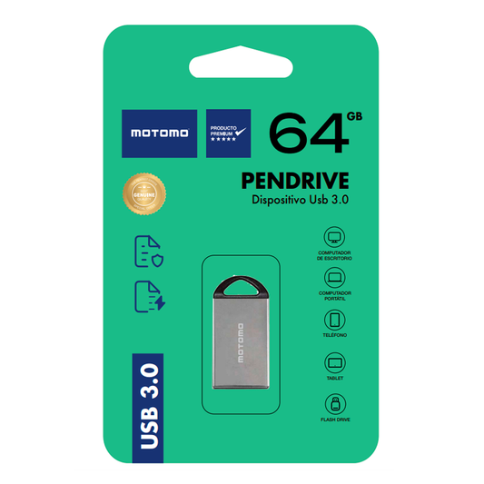 Pendrive Motomo 64 Gb Usb 2.0 Metalico Gris