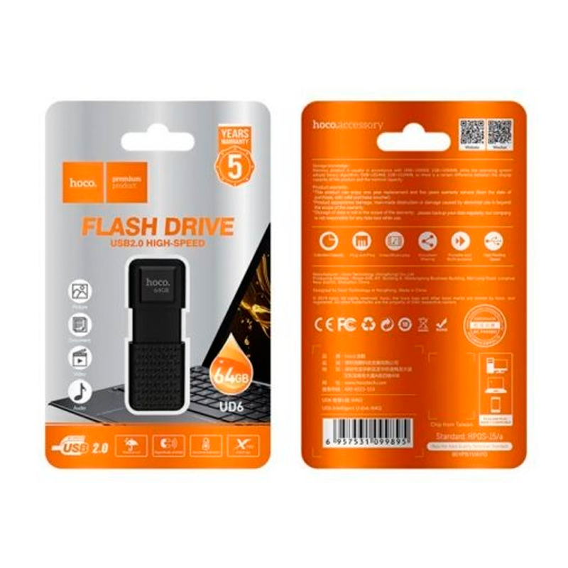 Pendrive Flash Drive Usb 2.0 Hoco Ud6 64 Gb Negro – imagen 3