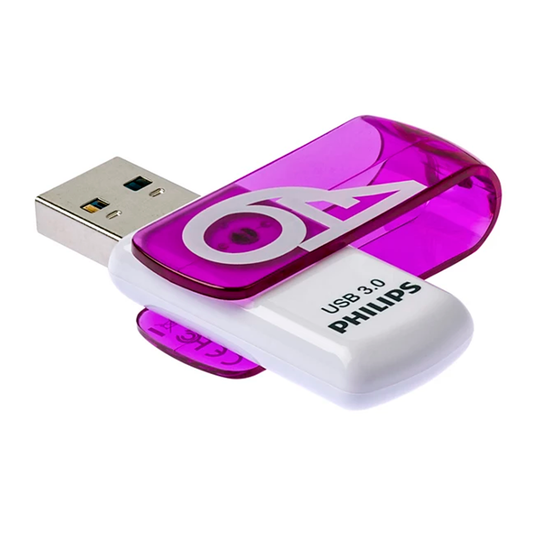 Pendrive Philips 64 GB Usb 2.0 Vivid Violeta