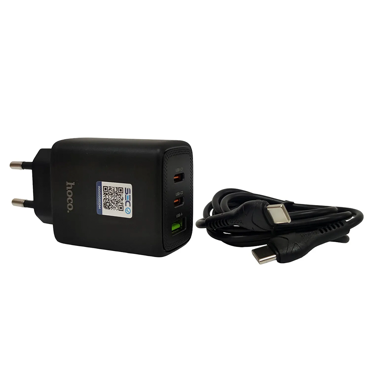 Cargador Carga Rapida Hoco Dc117 65w Tipo C + Cable Negro