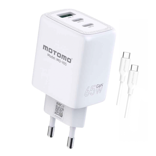 Cargador Rápido Motomo Pd-y65 Gan Triple 65w + Cable