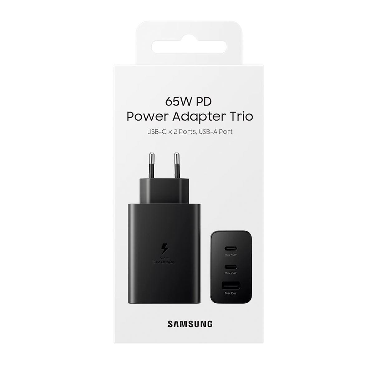Cargador Samsung Trio Carga Rápida 65w PD EP-T6530 Negro