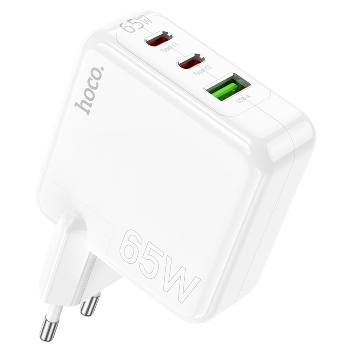 Cargador Hoco C115a 65w 1 Puerto Usb 2 Tipo C Blanco