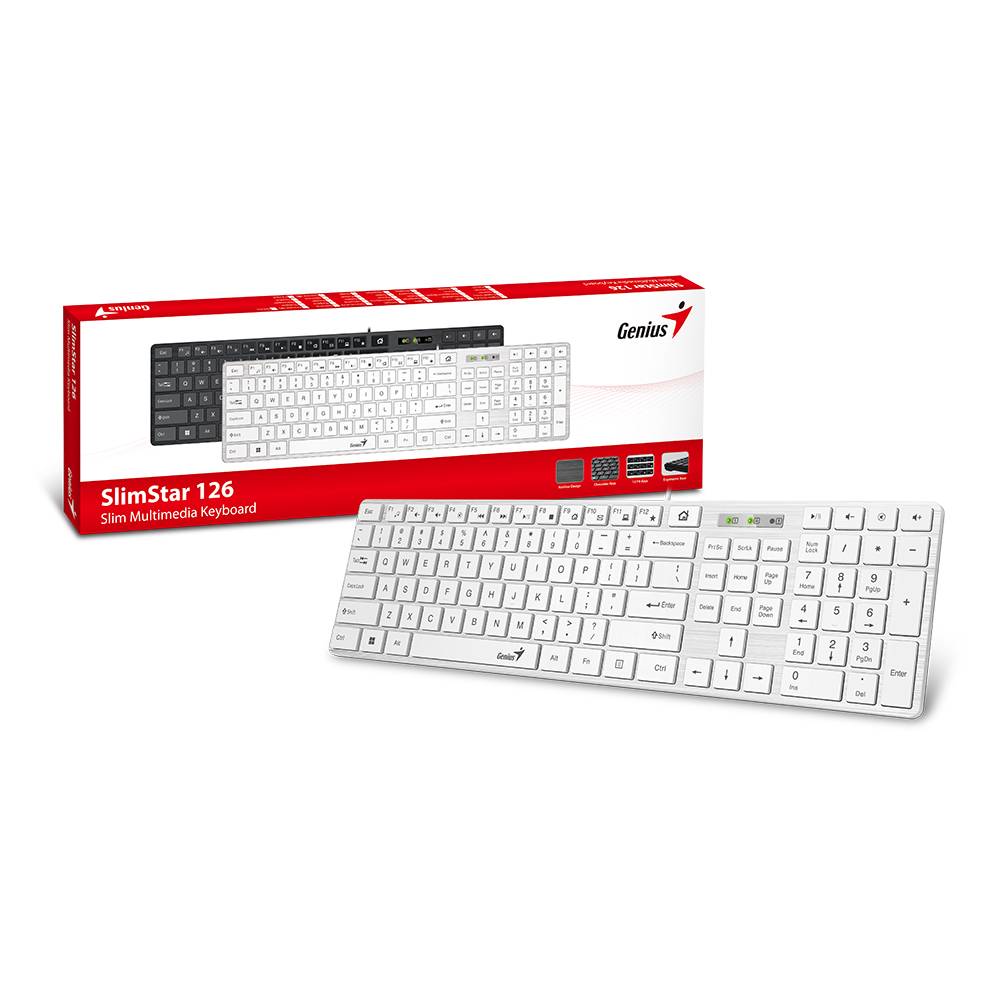 Teclado Con Cable Genius Usb Slimstar 126 Blanco – imagen 2
