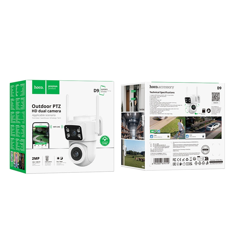 Cámara Dual Seguridad Exterior Hoco D9 Hd Blanco – imagen 4