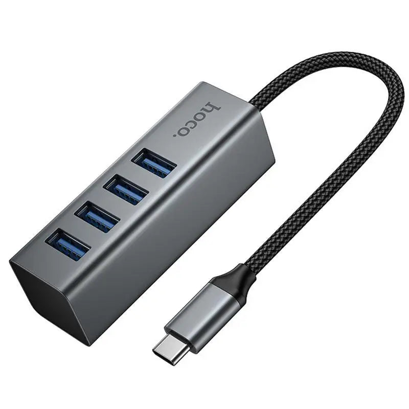Adaptador Hub Hoco Hb1c Tipo C 4 en 1 Usb 3.0 Gris